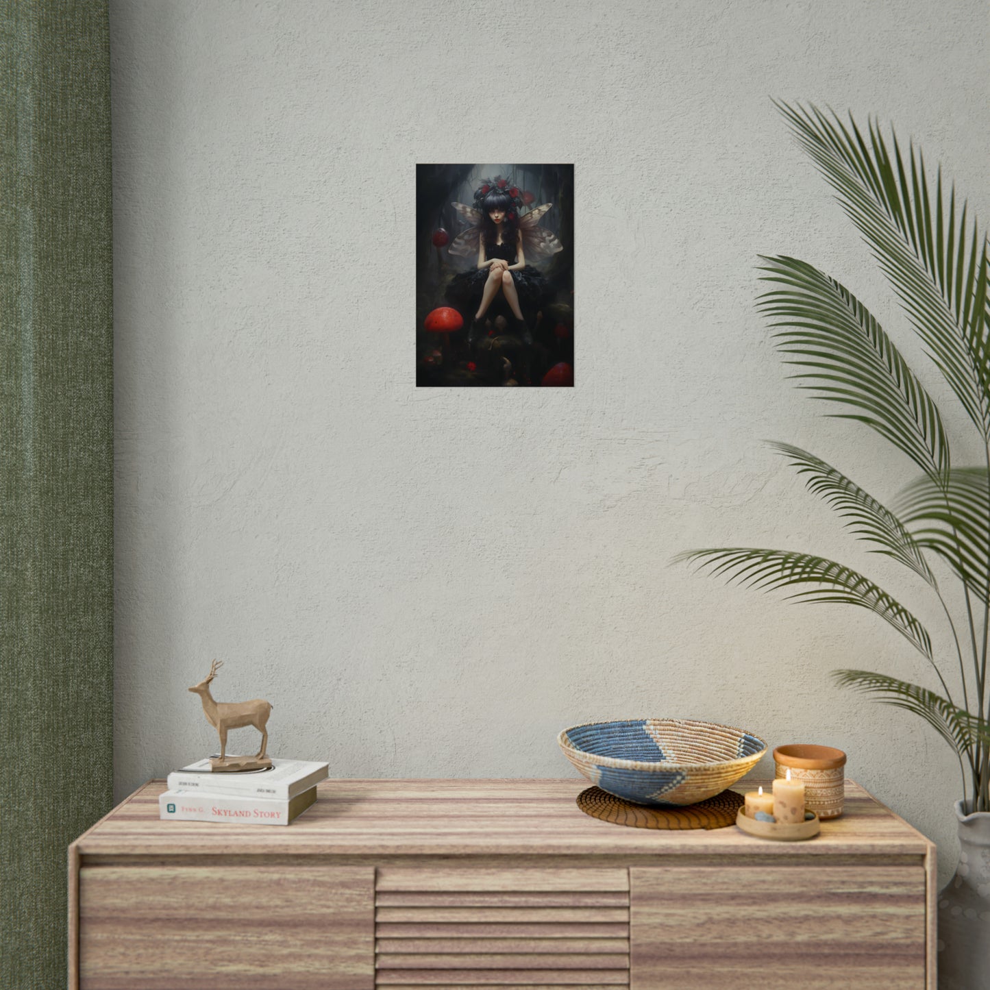 Gothic Fairy Poster, Fairy Art, Cottagecore, Dark Academia, Enchanted Art, Oil Painting Print, Gothic Wall Art, Dark Home Decor