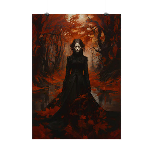 A Walk Amongst The Leaves, Autumnal Art, Goth Wall Art, Gothic Gift, Fall Art Print, Autumn Poster, Goth Home Decor, Dark Academia