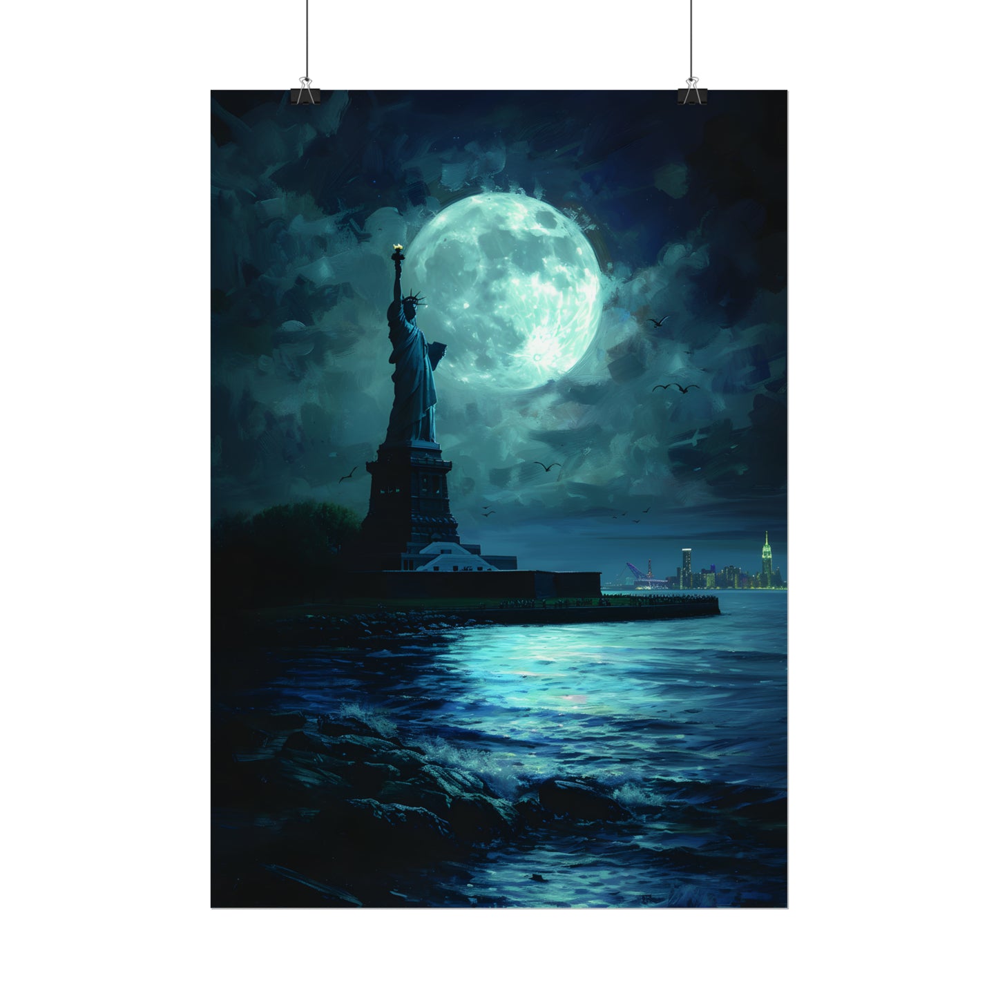 Statue Of Liberty Print, New York Wall Art, Cityscape Poster, Gift Idea For New York Fan, NYC Painting, Home Decor