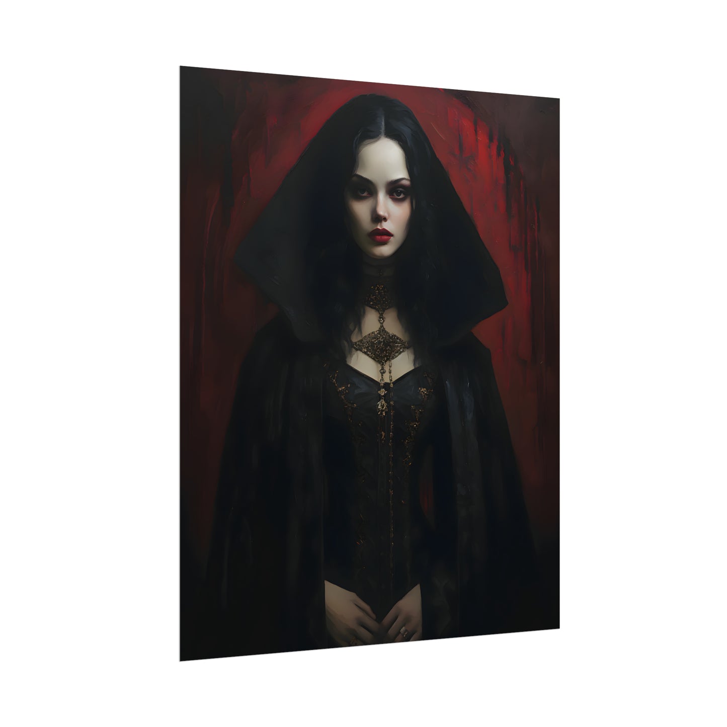 Vampire Princess, Vampire Poster, Gothic Romance, Gothic Art Print, Dracula, Halloween Decor, Oil Painting Print, Vintage Portrait