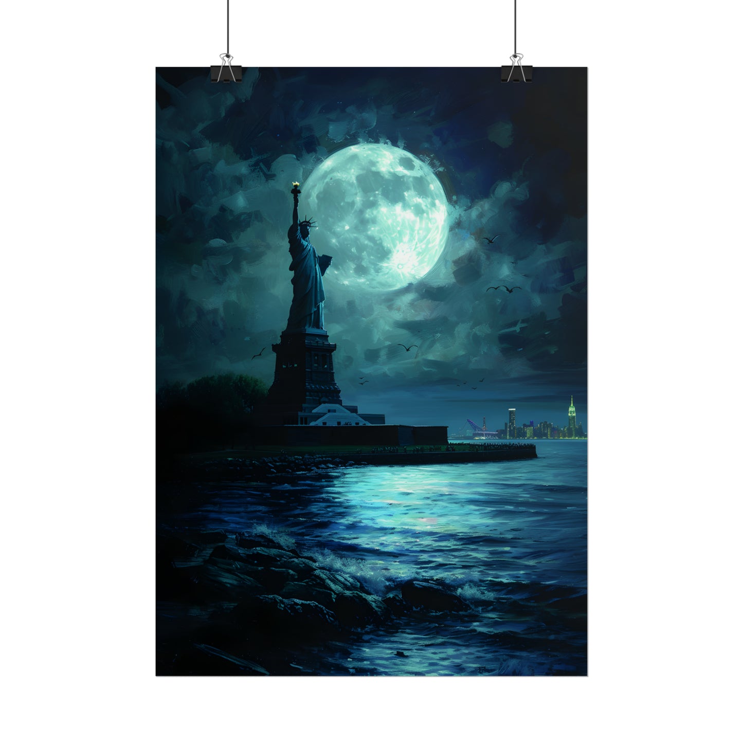 Statue Of Liberty Print, New York Wall Art, Cityscape Poster, Gift Idea For New York Fan, NYC Painting, Home Decor