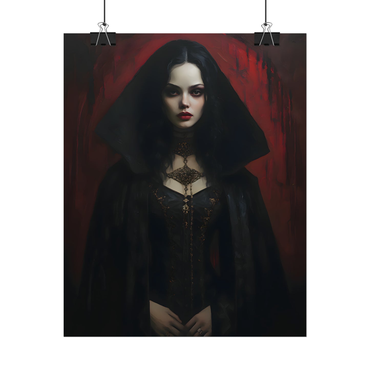 Vampire Princess, Vampire Poster, Gothic Romance, Gothic Art Print, Dracula, Halloween Decor, Oil Painting Print, Vintage Portrait