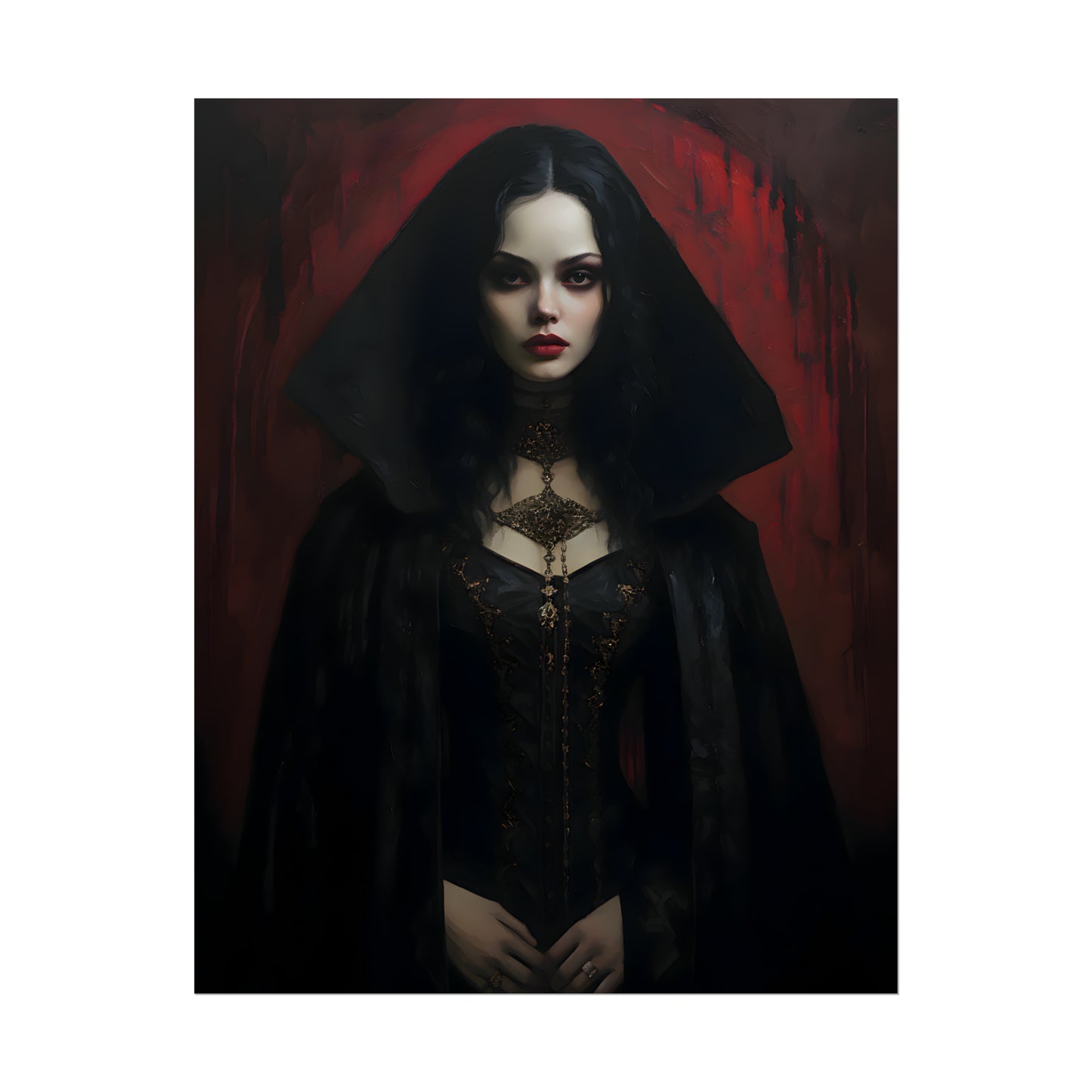 Vampire Princess, Vampire Poster, Gothic Romance, Gothic Art Print, Dracula, Halloween Decor, Oil Painting Print, Vintage Portrait