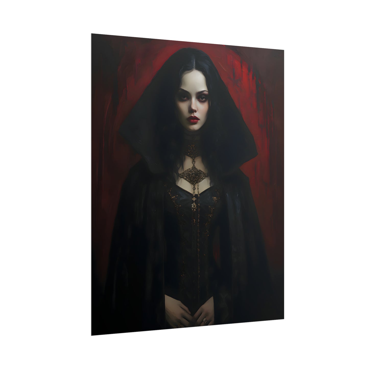 Vampire Princess, Vampire Poster, Gothic Romance, Gothic Art Print, Dracula, Halloween Decor, Oil Painting Print, Vintage Portrait