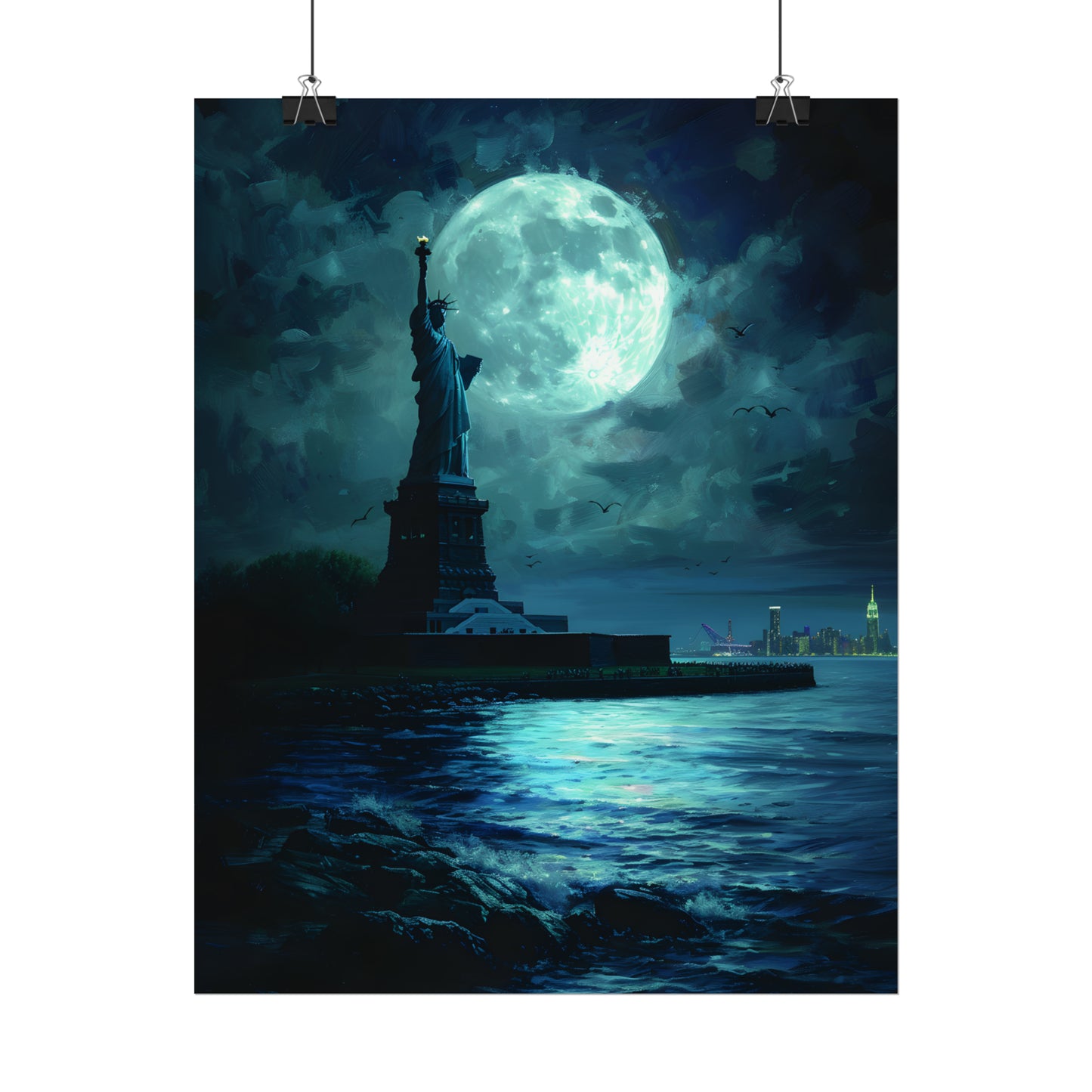 Statue Of Liberty Print, New York Wall Art, Cityscape Poster, Gift Idea For New York Fan, NYC Painting, Home Decor