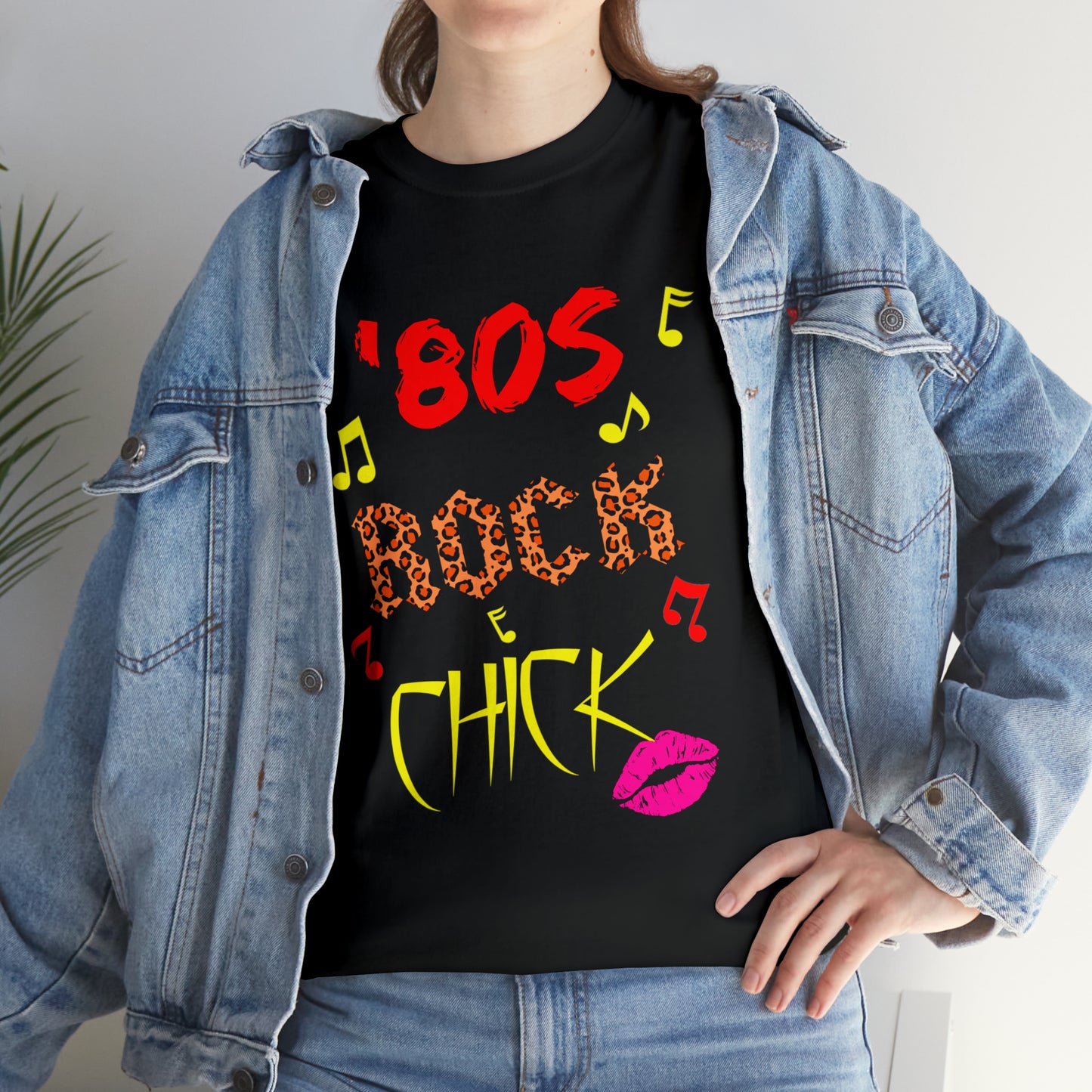 Women's Heavy Cotton T-Shirt '80s Rock Chick