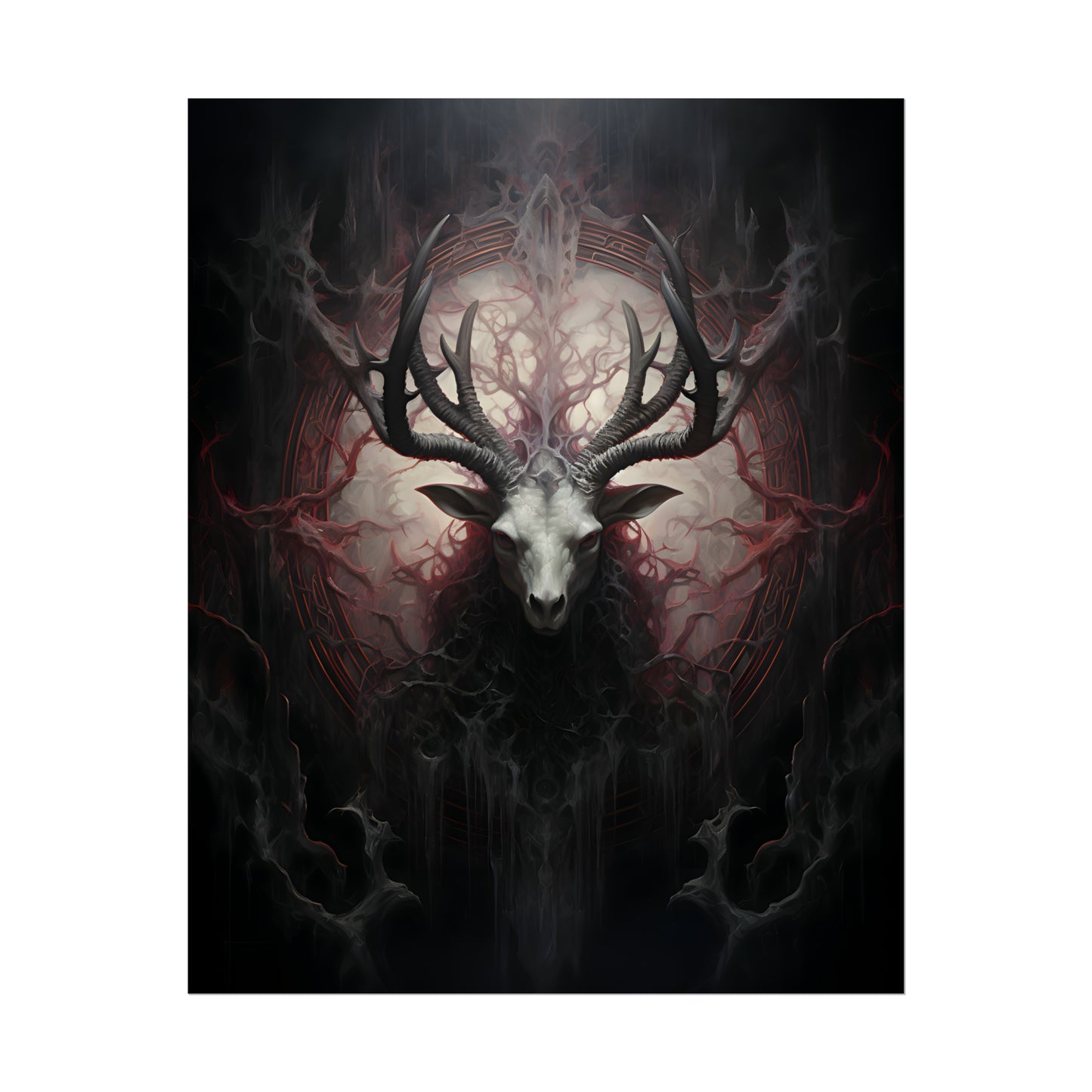 Baphomet Poster, Occult Print, Macabre Wall Art, Oil Painting Print, Dark Gothic Poster Art, Pagan Decor