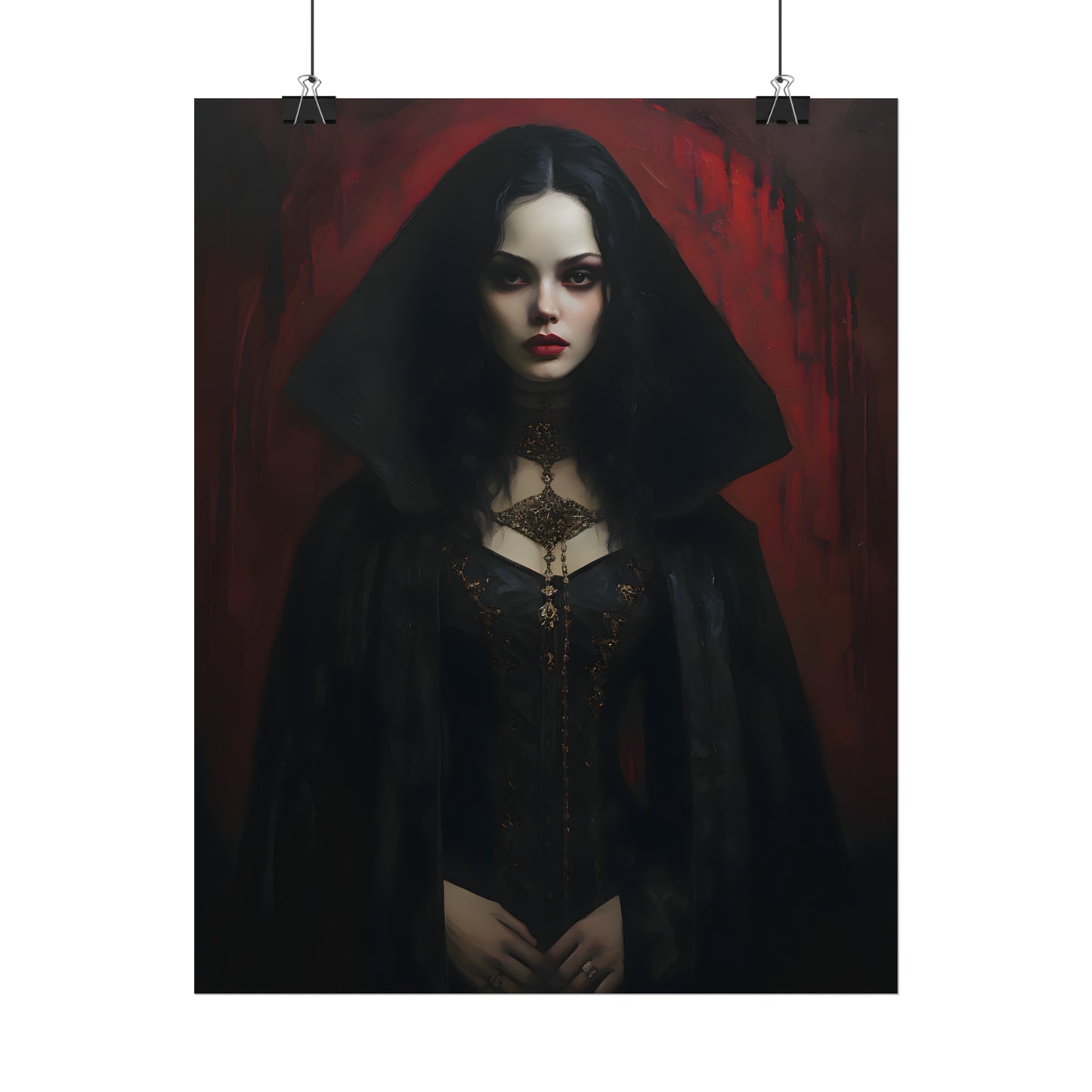 Vampire Princess, Vampire Poster, Gothic Romance, Gothic Art Print, Dracula, Halloween Decor, Oil Painting Print, Vintage Portrait