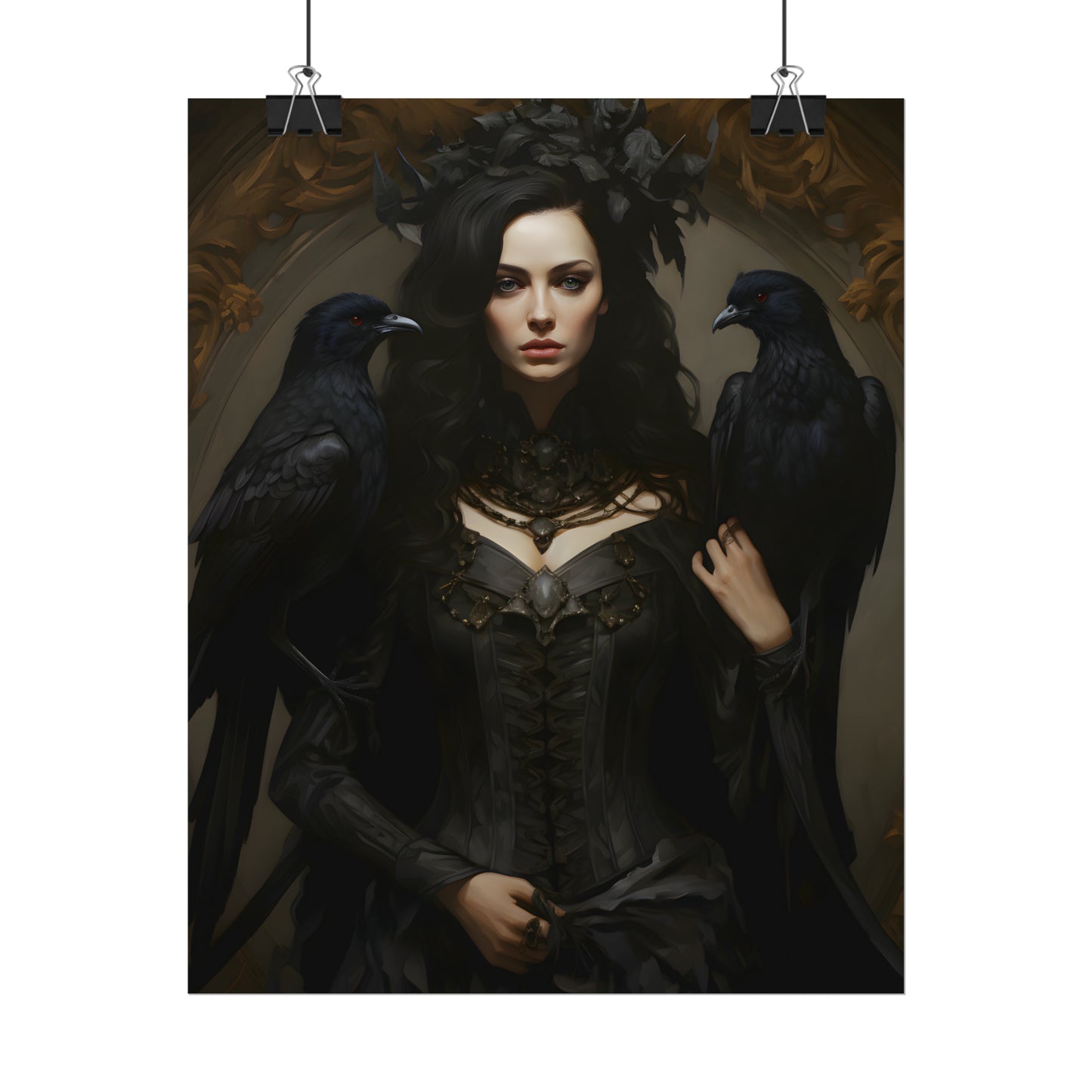 Raven Queen, Gothic Home Decor, Dark Academia Print, Vintage Style Poster, Occult Art, Gothic Wall Art, Raven Print