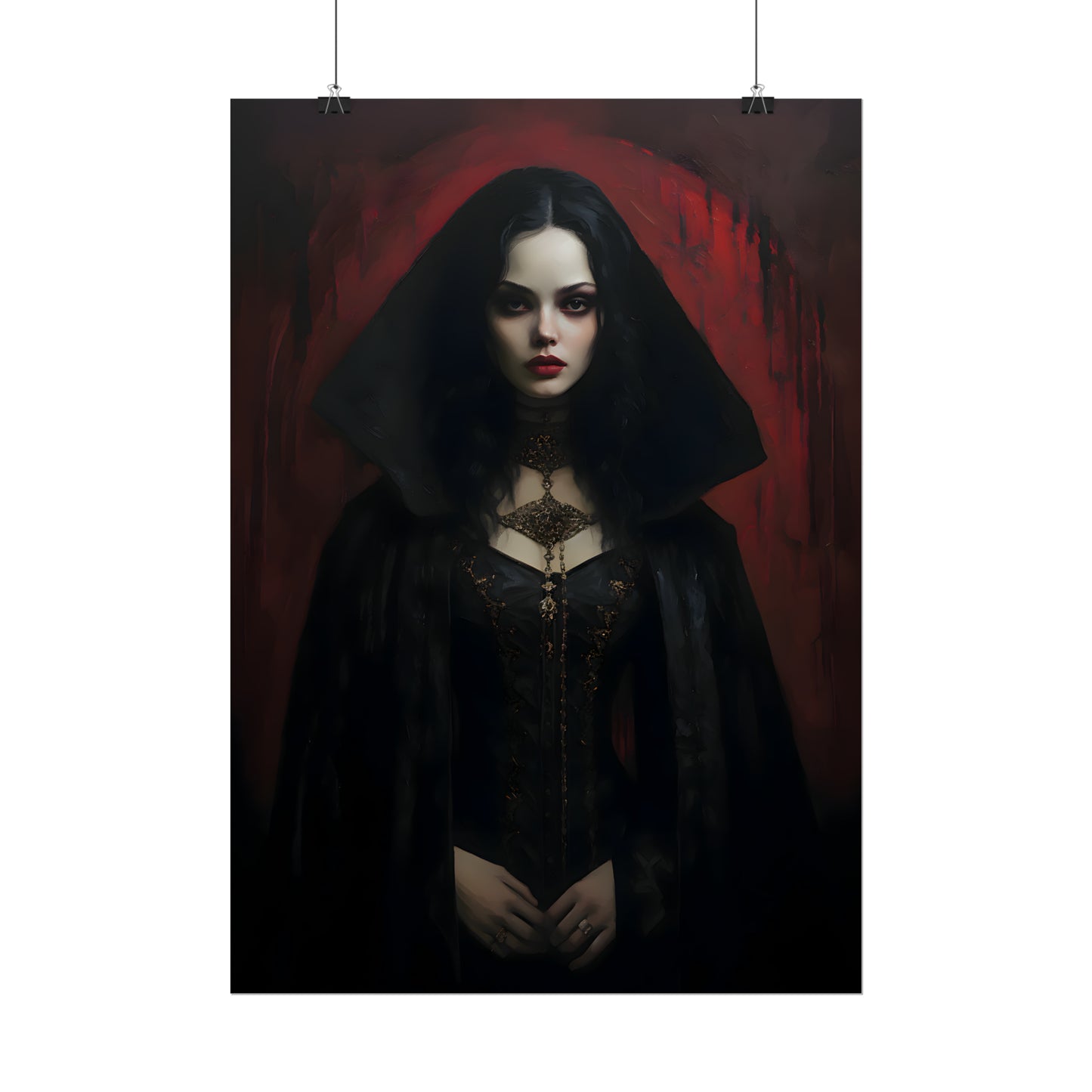 Vampire Princess, Vampire Poster, Gothic Romance, Gothic Art Print, Dracula, Halloween Decor, Oil Painting Print, Vintage Portrait