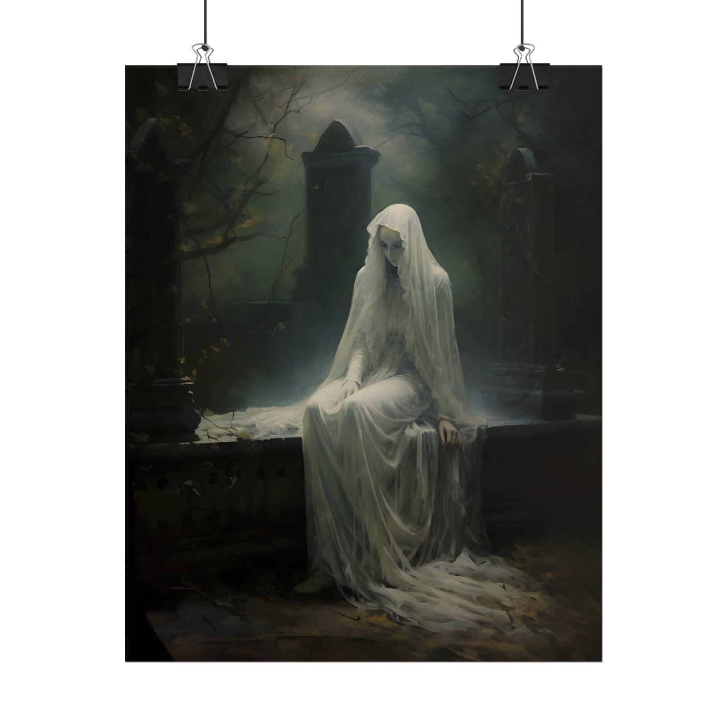 Long Forgotten, Gothic Art, Dark Print, Gothic Gift, Ghost Painting, Dark Wall Art, Memento Mori, Danse Macabre, Occult Art,