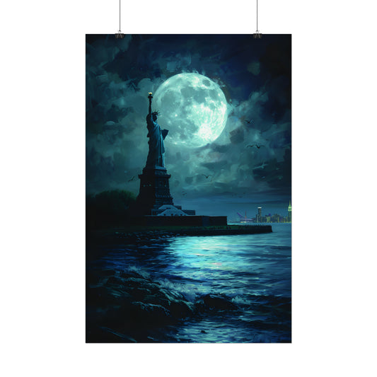 Statue Of Liberty Print, New York Wall Art, Cityscape Poster, Gift Idea For New York Fan, NYC Painting, Home Decor