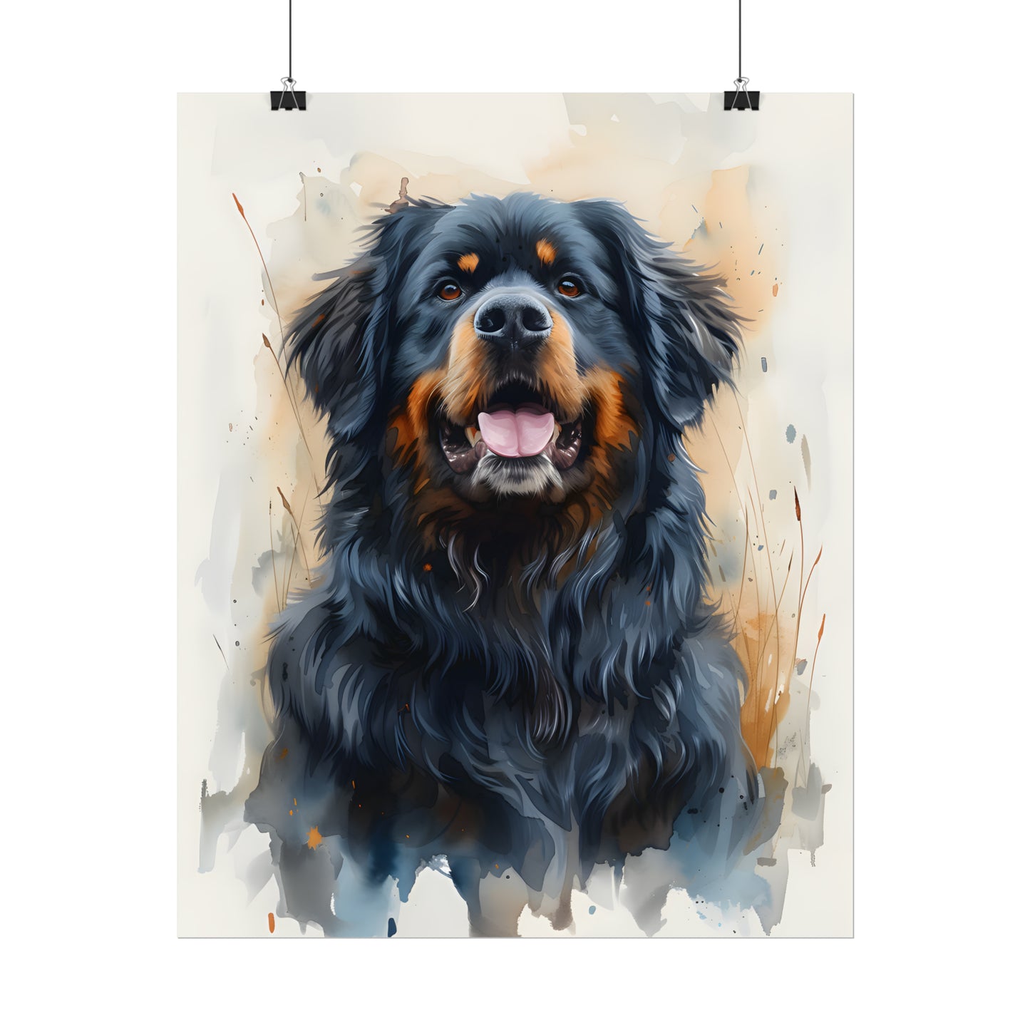 Newfoundland Dog Art, Gift For Dog Lover, Watercolor Style Portrait, Dog Poster, Animal Print, Dog Portrait Painting