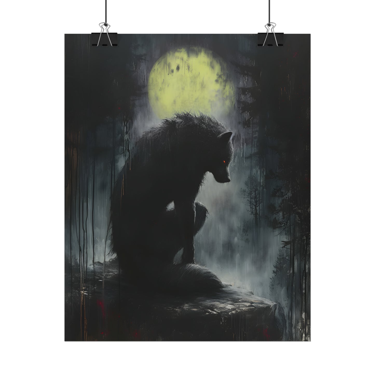 Werewolf Art Print, Wolf Poster, Gothic Home Decor, Oil Painting Print, Dark Academia, Occult Art, Gothic Painting, Gift Idea For Horror Fan