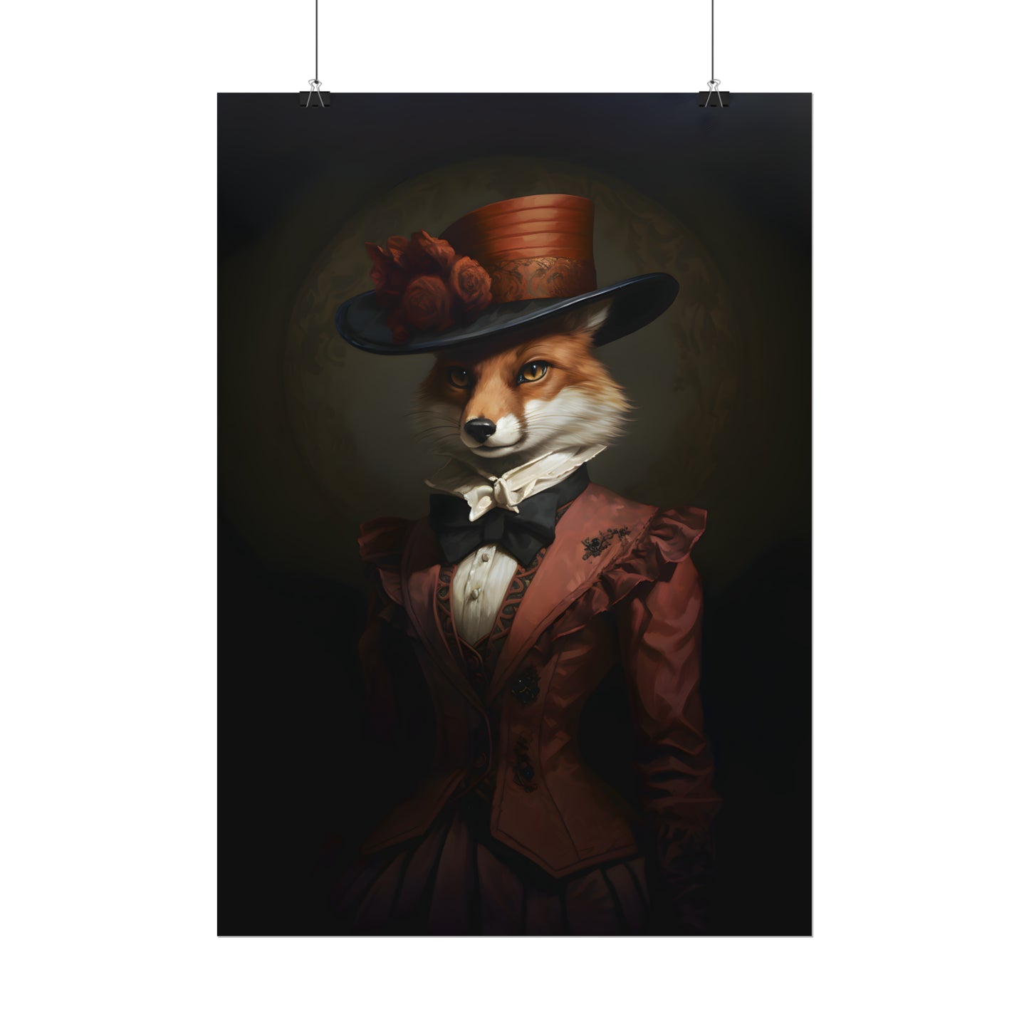 Foxy Lady, Whimsical Fox, Quirky Animal Art, Animal Portrait, Fox Art Print, Victorian Animal, Animal Wall Art, Fox Lover Gift,