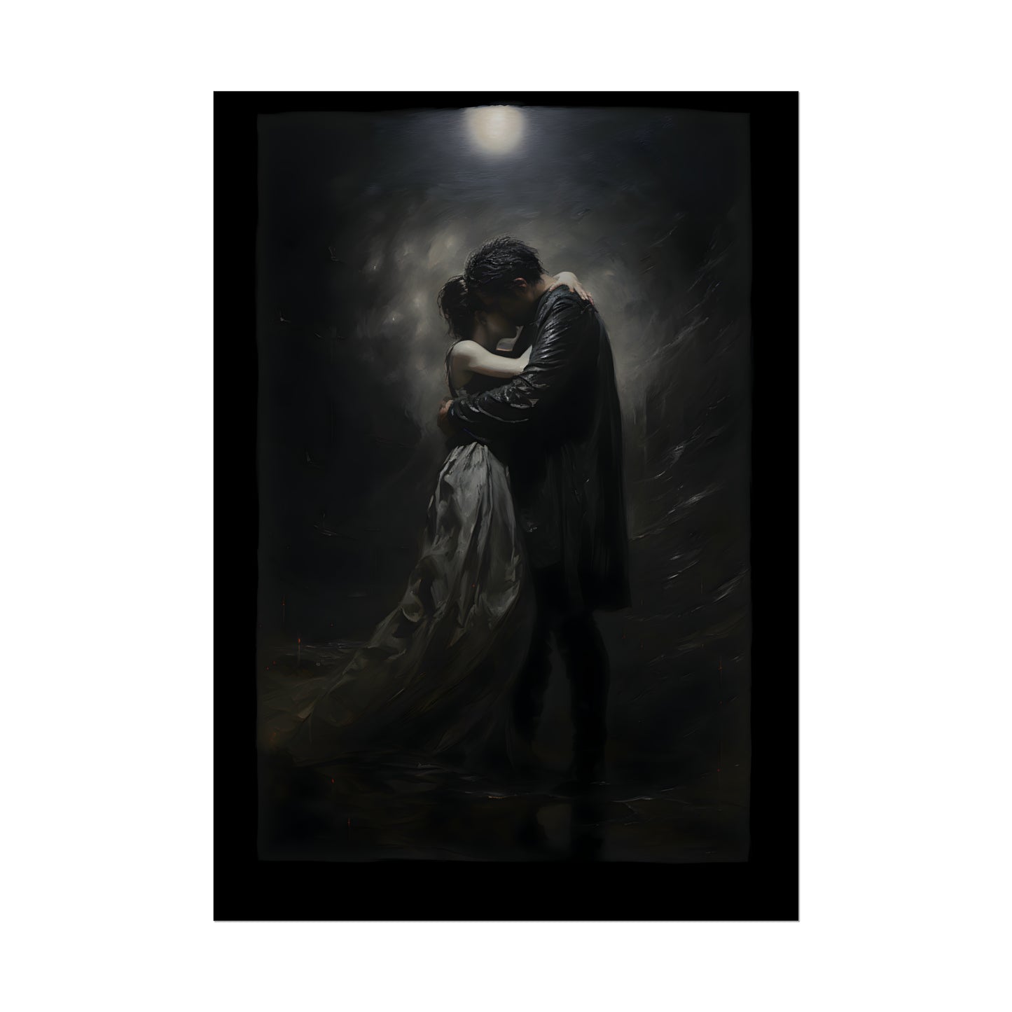 Moonlight Embrace Print, Gothic Romance Poster, Art Poster Print, Gothic Home Decor, Gothic Romance, Couples Art Print