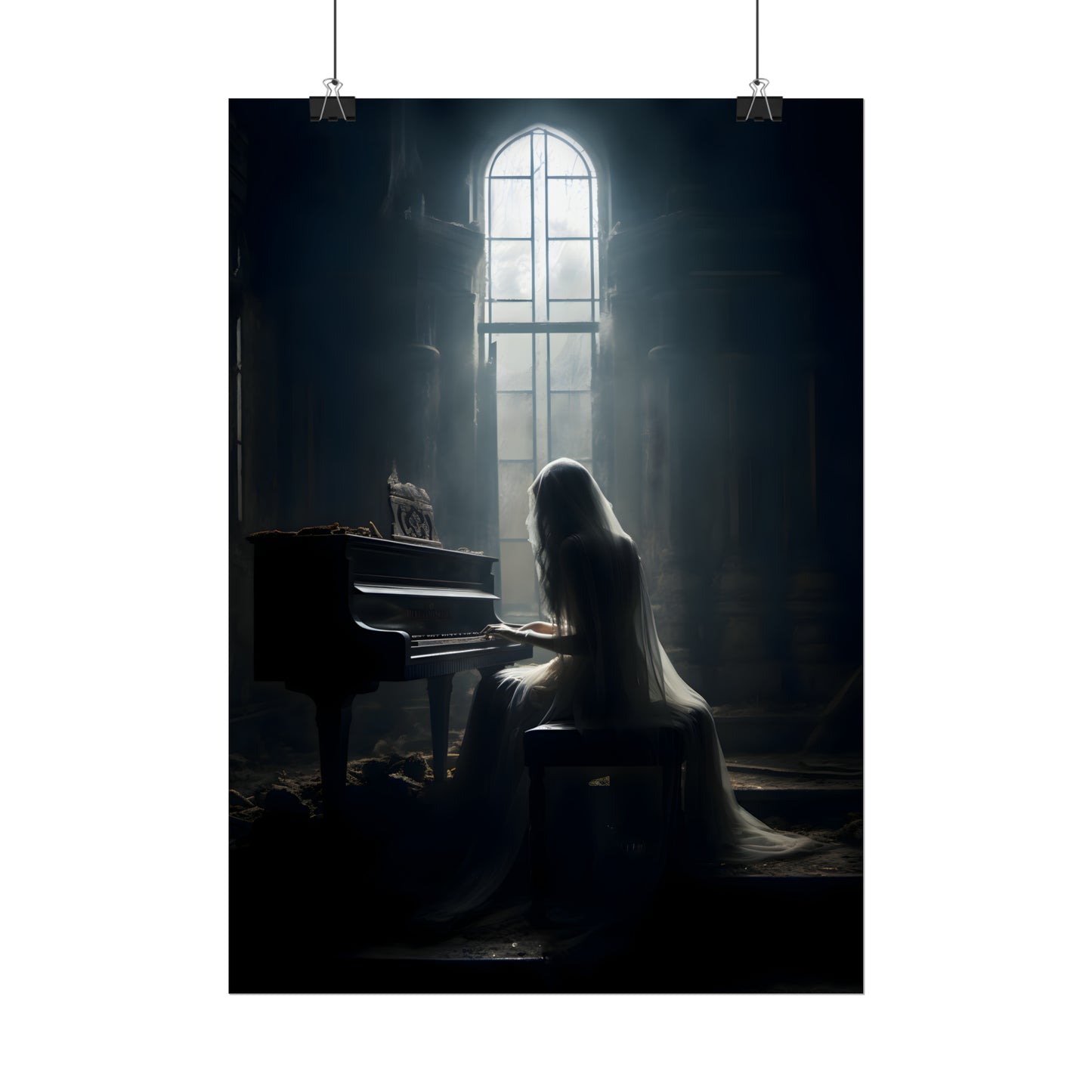 Gothic Print, Piano Player Poster, Art Poster Print, Gothic Home Decor, Dark Academia, Gothic Romance.