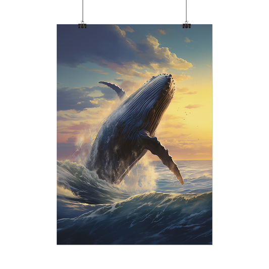 Humpback Whale Poster, Epic Whale Print, Gift for Whale Lovers, Amazing Animal Painting, Awesome Ocean Print, Nautical Wall Art