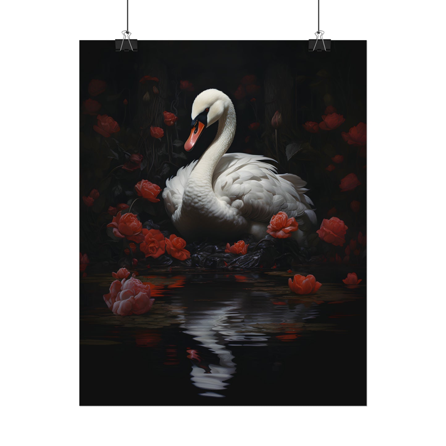 Majestic Swan Serenity, Swan Art, Swan Painting, Swan lover gift, Swan Wall Art, Dark Academia, Gothic Gift, Gothic Aesthetic, Animal Decor