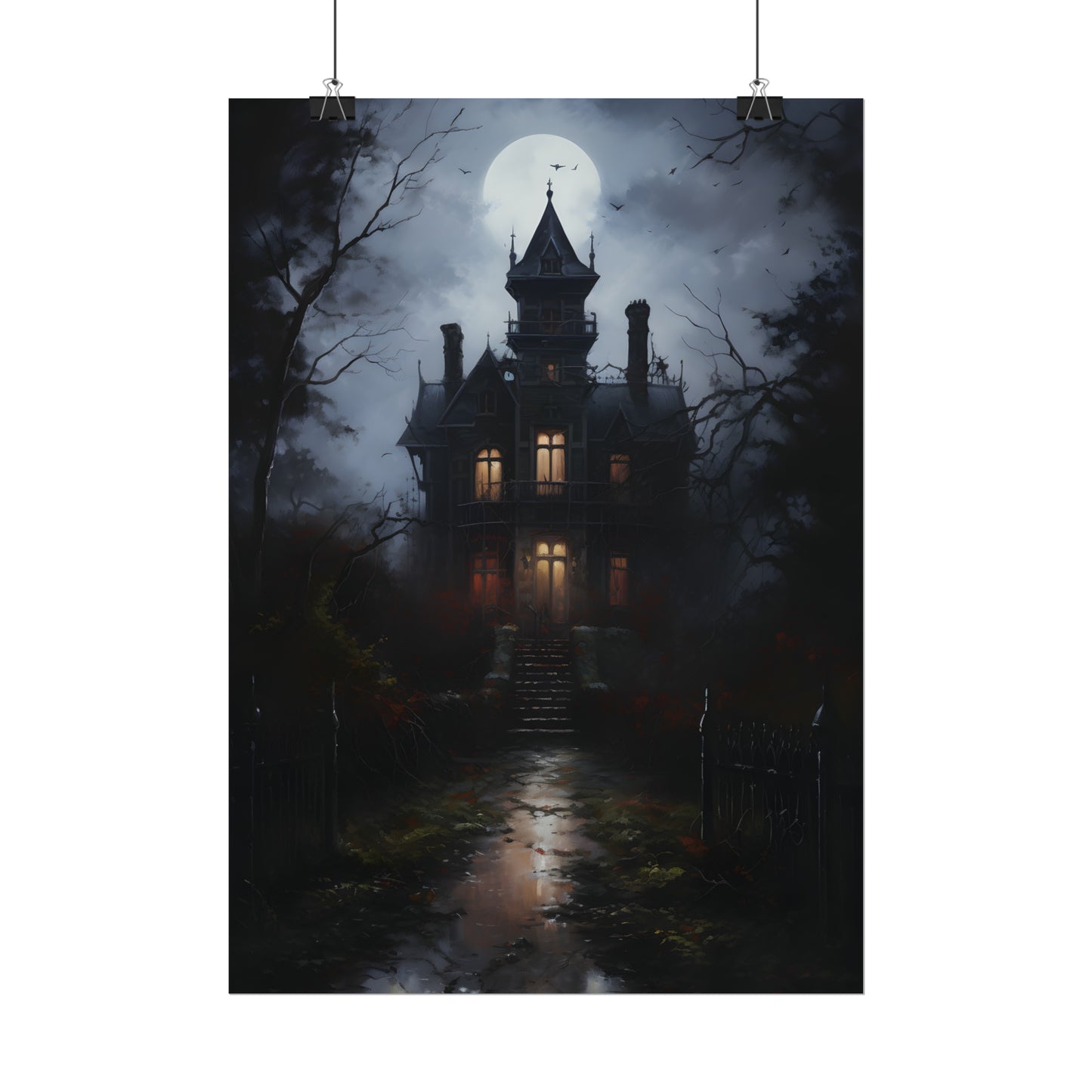 A Gothic Abode, Haunted House Print, Gothic House Poster,