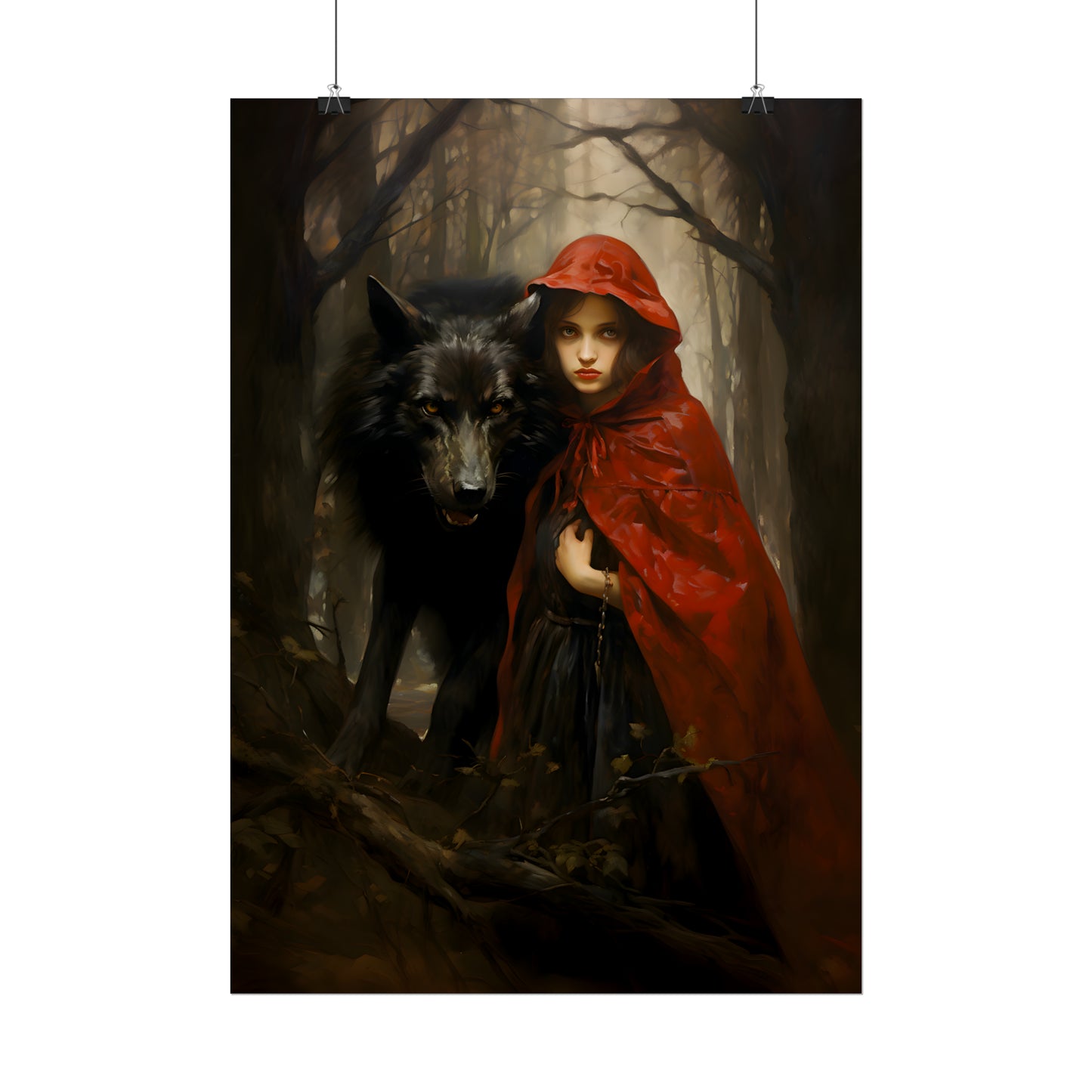 Little Red Riding Hood Print, Big Bad Wolf, Red Riding Hood Poster, Fairy Tale Art Print, Vintage Art Print