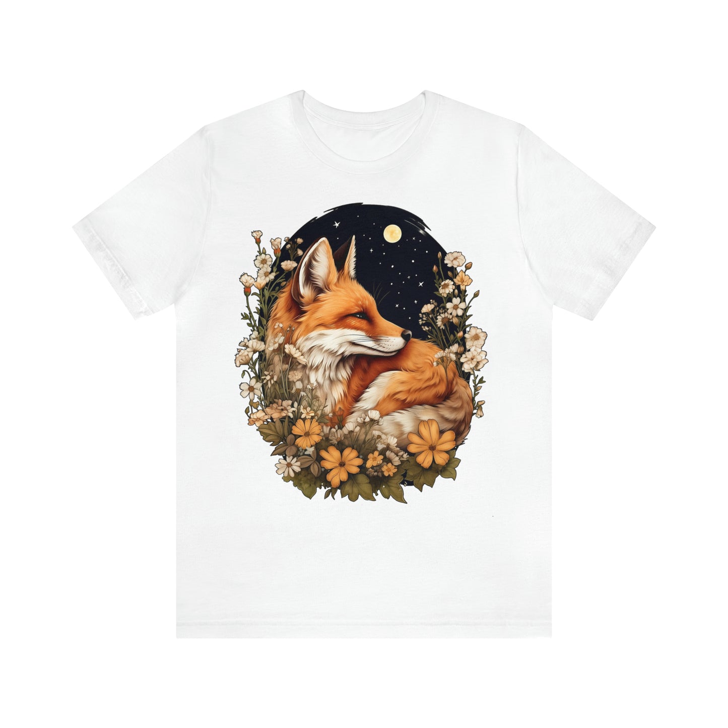 Cute Fox T-Shirt, Woodland Animal Tshirt, Floral Shirt, Unisex Wildflowers Tee,