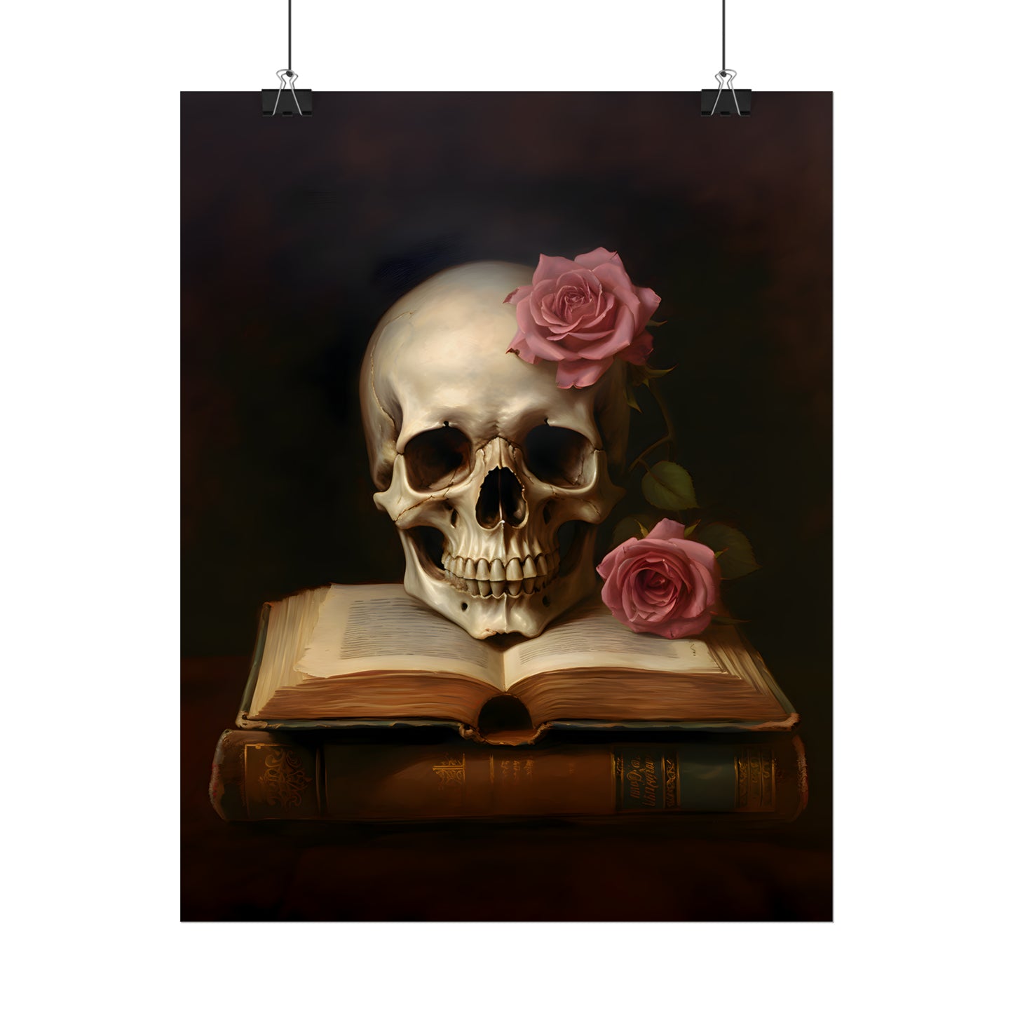 Eternal Wisdom, Gothic Skull Print, Gothic poster, Gothic Home Decor, Gothic Art Print, Dark Academia, Art Poster Print, Oil Painting