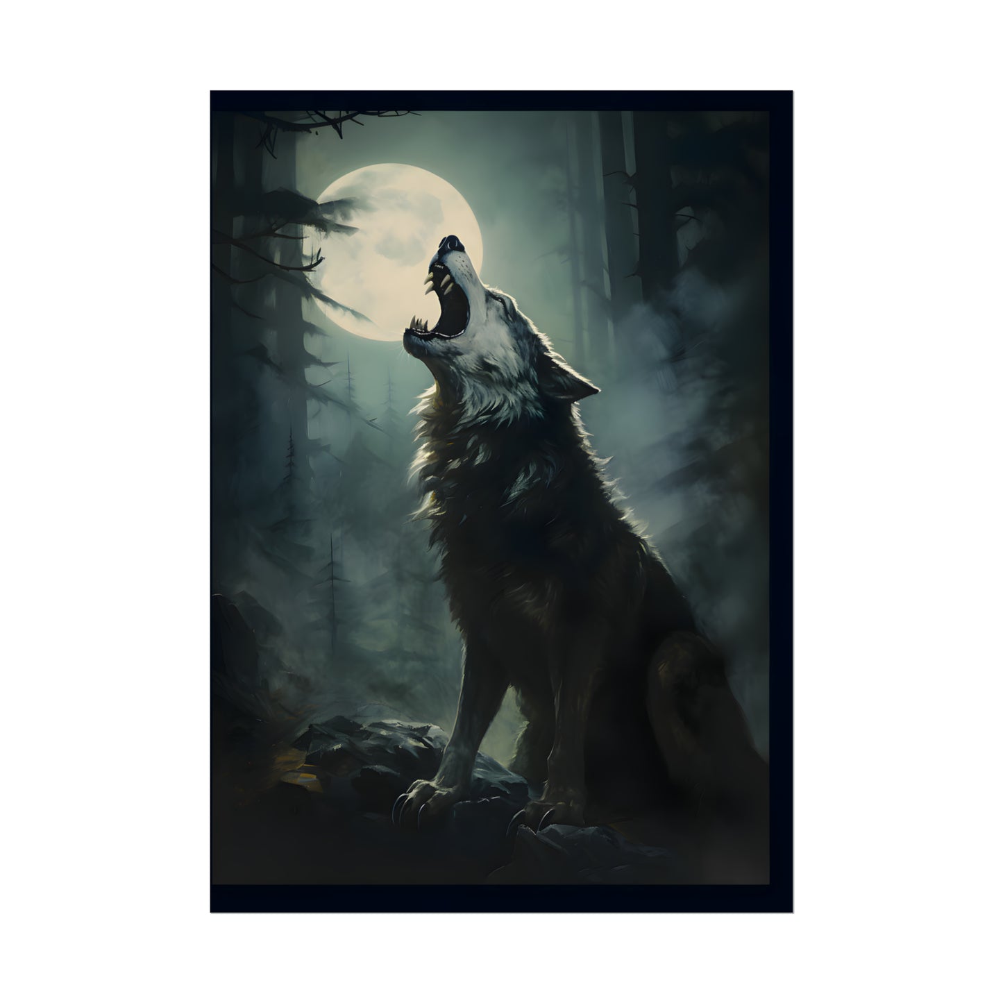 Werewolf Art Print, Wolf Art Poster, Moonlit Transformation, Art Poster Print, Gothic Poster, Wall Art, Gothic Home Decor