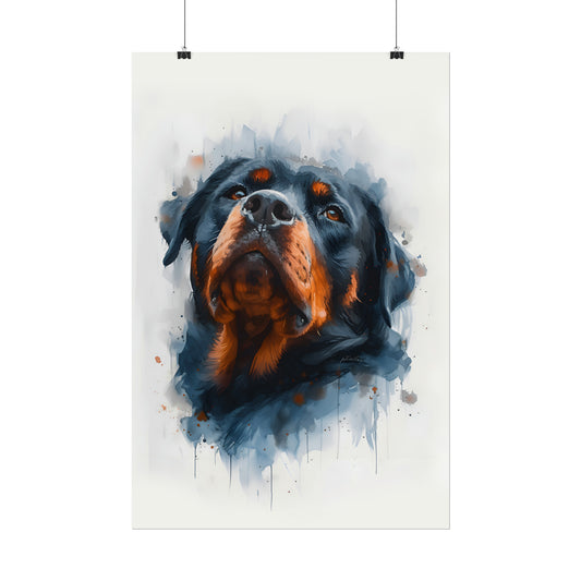 Rottweiler Watercolor Painting, Dog Portrait, Gift For Dog Lover, Rottweiler Wall Art, Emotional Support Dog, Home Decor, Dog Print