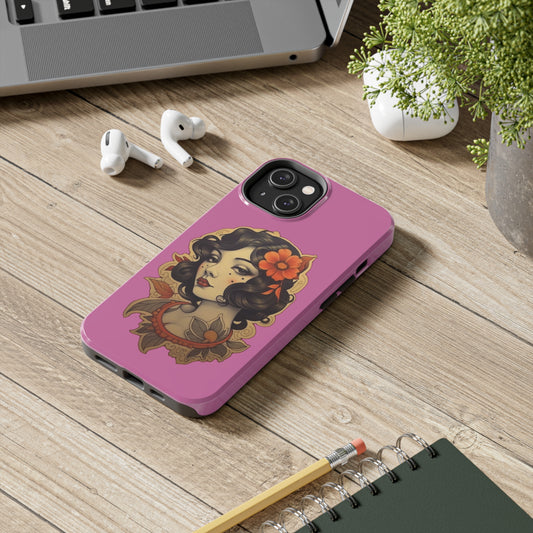 Tough Phone Case Vintage Tattoo Lady Design