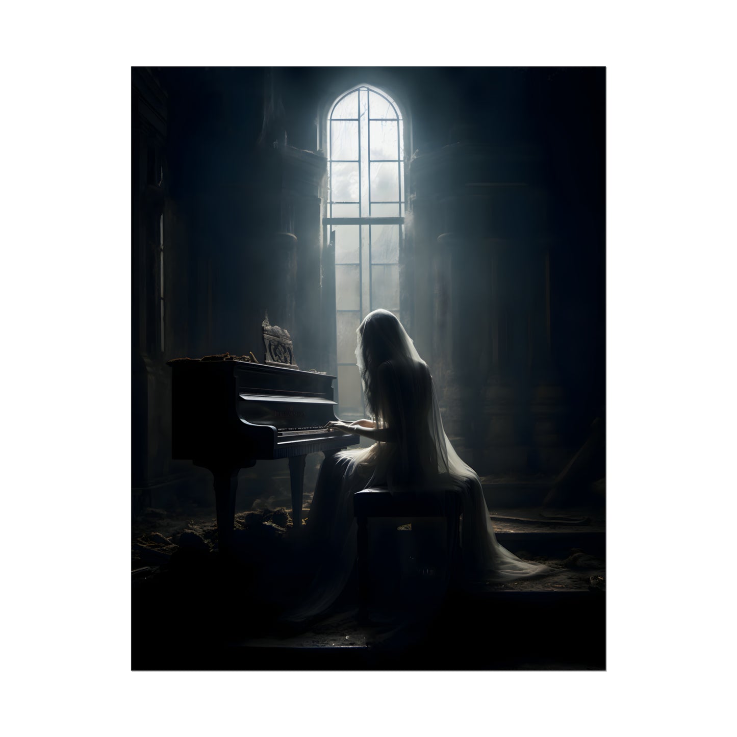 Gothic Print, Piano Player Poster, Art Poster Print, Gothic Home Decor, Dark Academia, Gothic Romance.