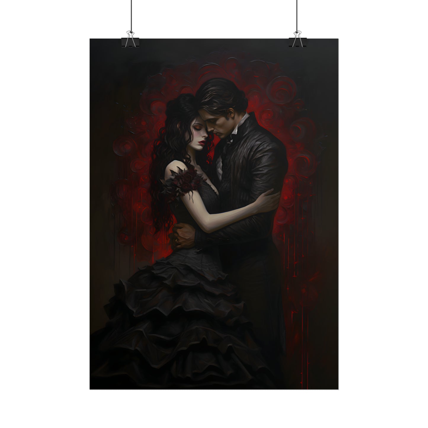 Eternal Embrace, Dark Romance, Gothic Valentines, Gothic Gift, Dark Home Decor, Gothic Wall Art, Art Print, Vampire Poster, Gothic Art