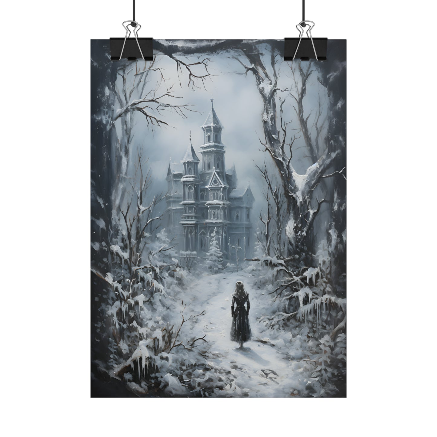 Winter's Enigma, Gothic Winter Print, Winter Wonderland, Gothic Christmas Art, Dark Home Decor, Gothic Wall Art, Dark Academia