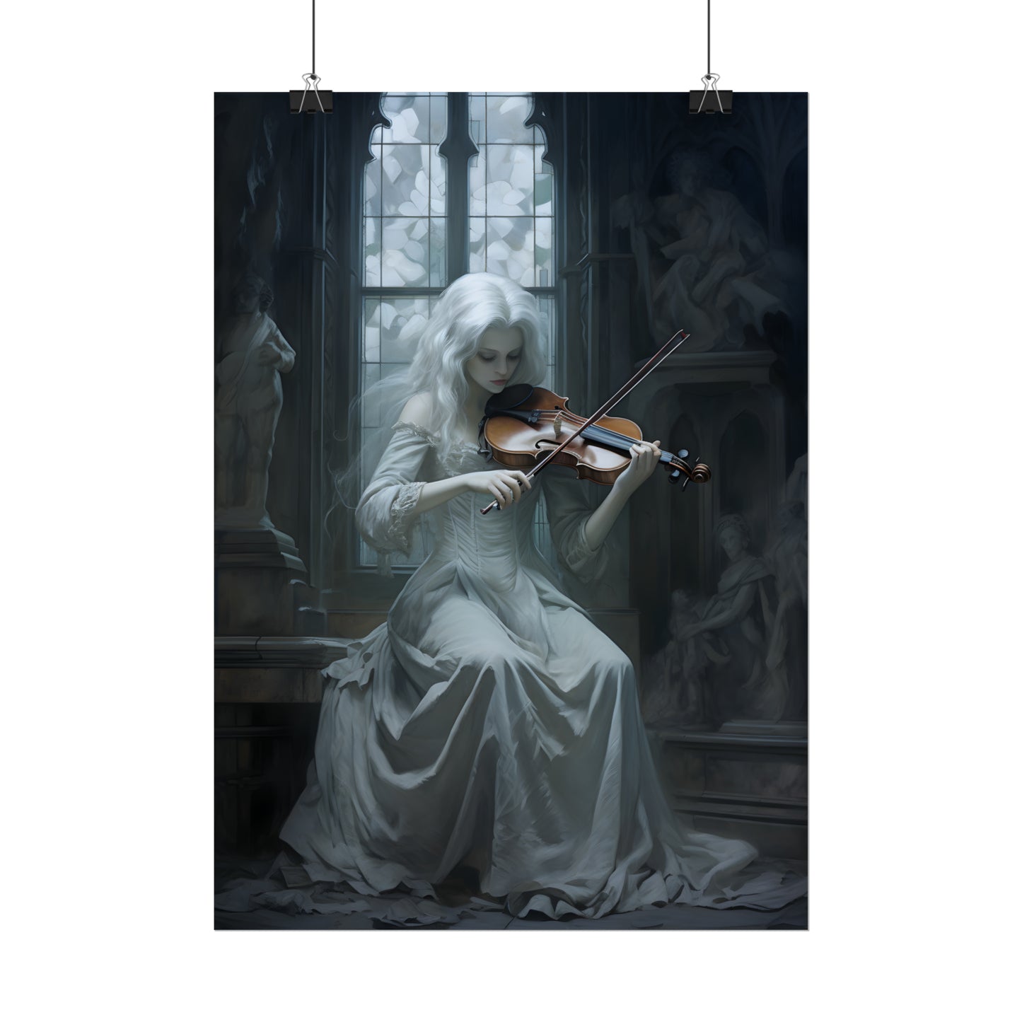 Gothic Violin Player, Ghostly Violinist, Dark Musician Art, Haunting Spirit Poster, Spooky Print, Housewarming Gift For Goth