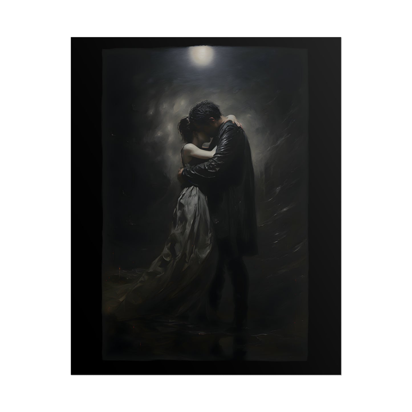 Moonlight Embrace Print, Gothic Romance Poster, Art Poster Print, Gothic Home Decor, Gothic Romance, Couples Art Print