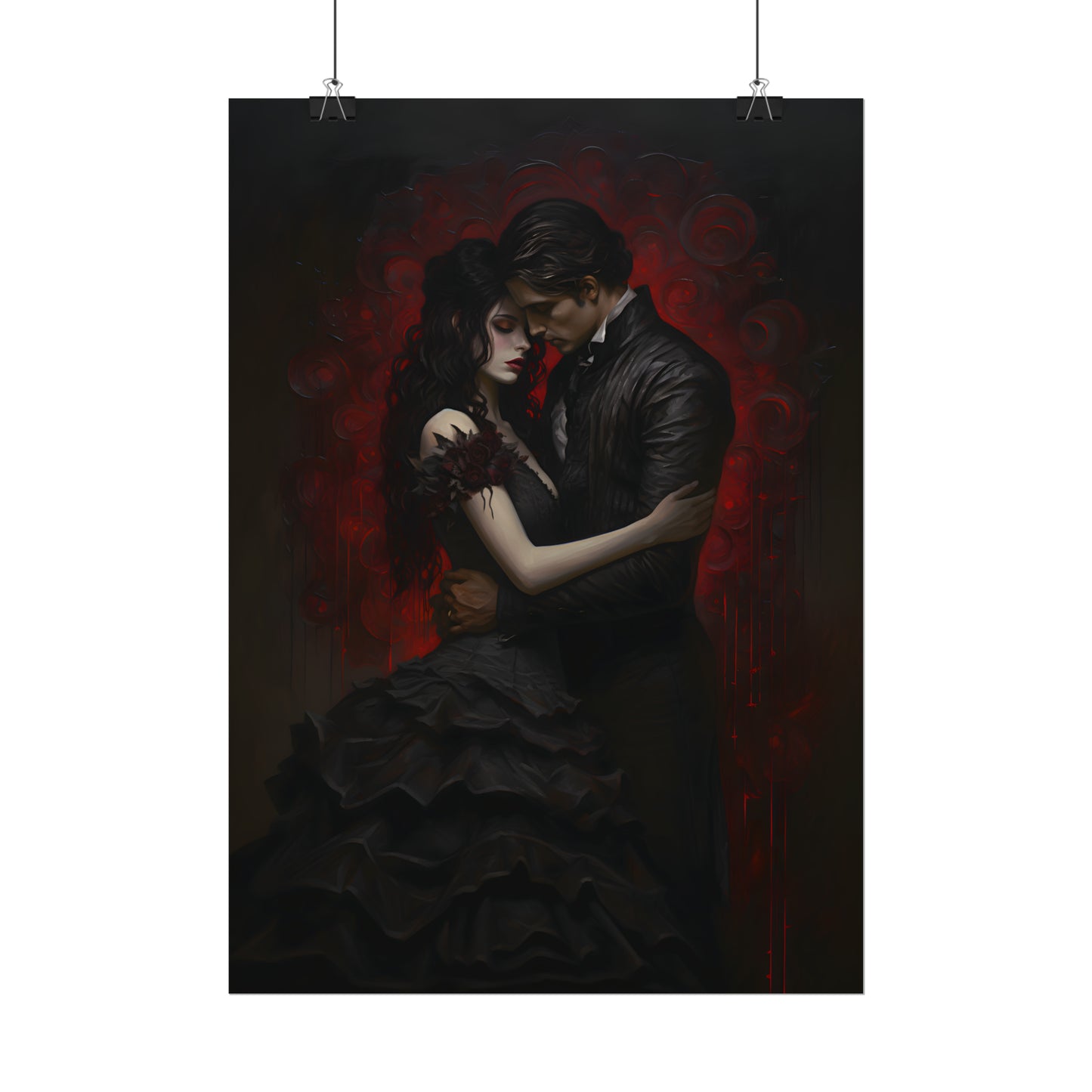 Eternal Embrace, Dark Romance, Gothic Valentines, Gothic Gift, Dark Home Decor, Gothic Wall Art, Art Print, Vampire Poster, Gothic Art