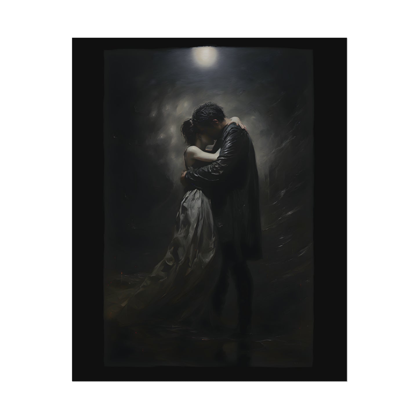 Moonlight Embrace Print, Gothic Romance Poster, Art Poster Print, Gothic Home Decor, Gothic Romance, Couples Art Print