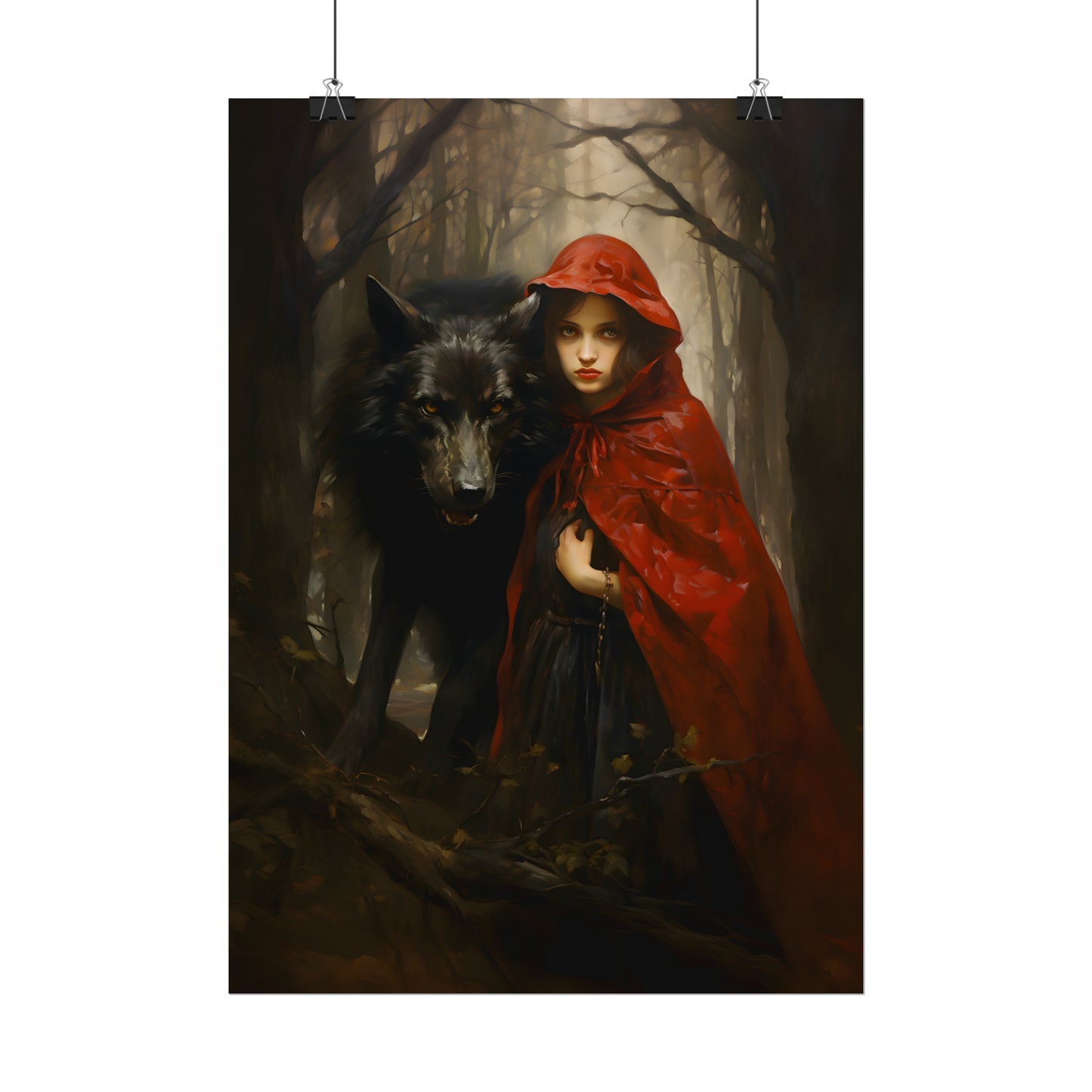 Little Red Riding Hood Print, Big Bad Wolf, Red Riding Hood Poster, Fairy Tale Art Print, Vintage Art Print