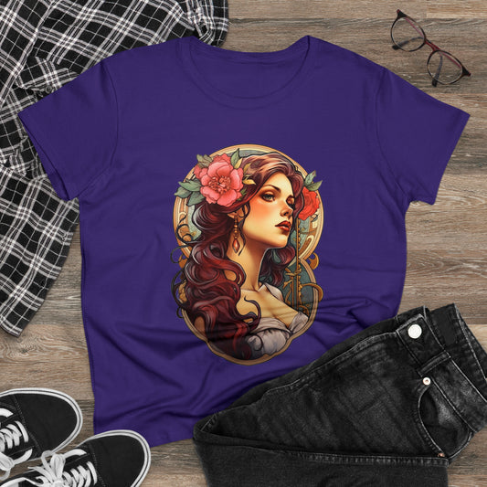 Women's Cotton T-Shirt with Beautiful Tattoo Lady Design