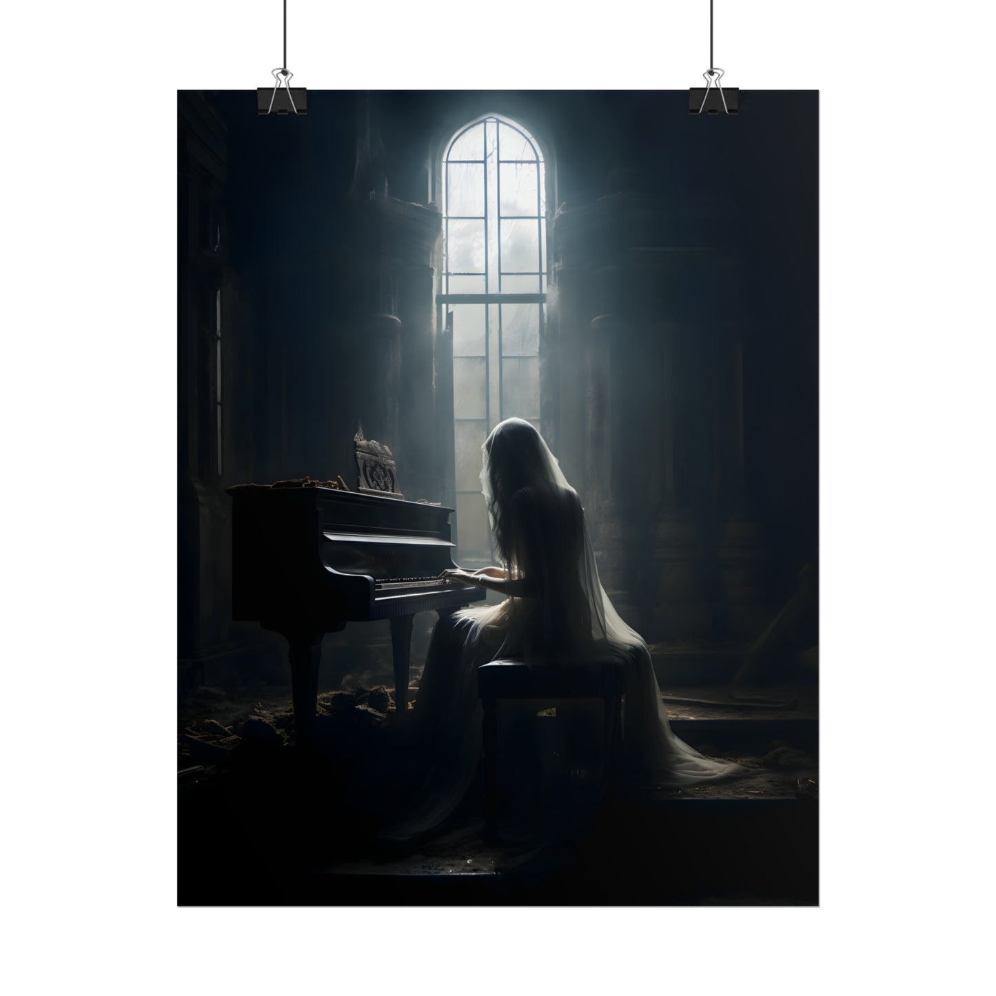 Gothic Print, Piano Player Poster, Art Poster Print, Gothic Home Decor, Dark Academia, Gothic Romance.