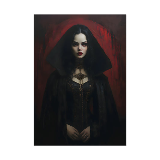 Vampire Princess, Vampire Poster, Gothic Romance, Gothic Art Print, Dracula, Halloween Decor, Oil Painting Print, Vintage Portrait