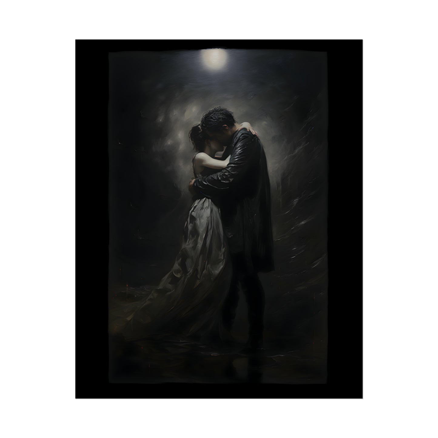 Moonlight Embrace Print, Gothic Romance Poster, Art Poster Print, Gothic Home Decor, Gothic Romance, Couples Art Print