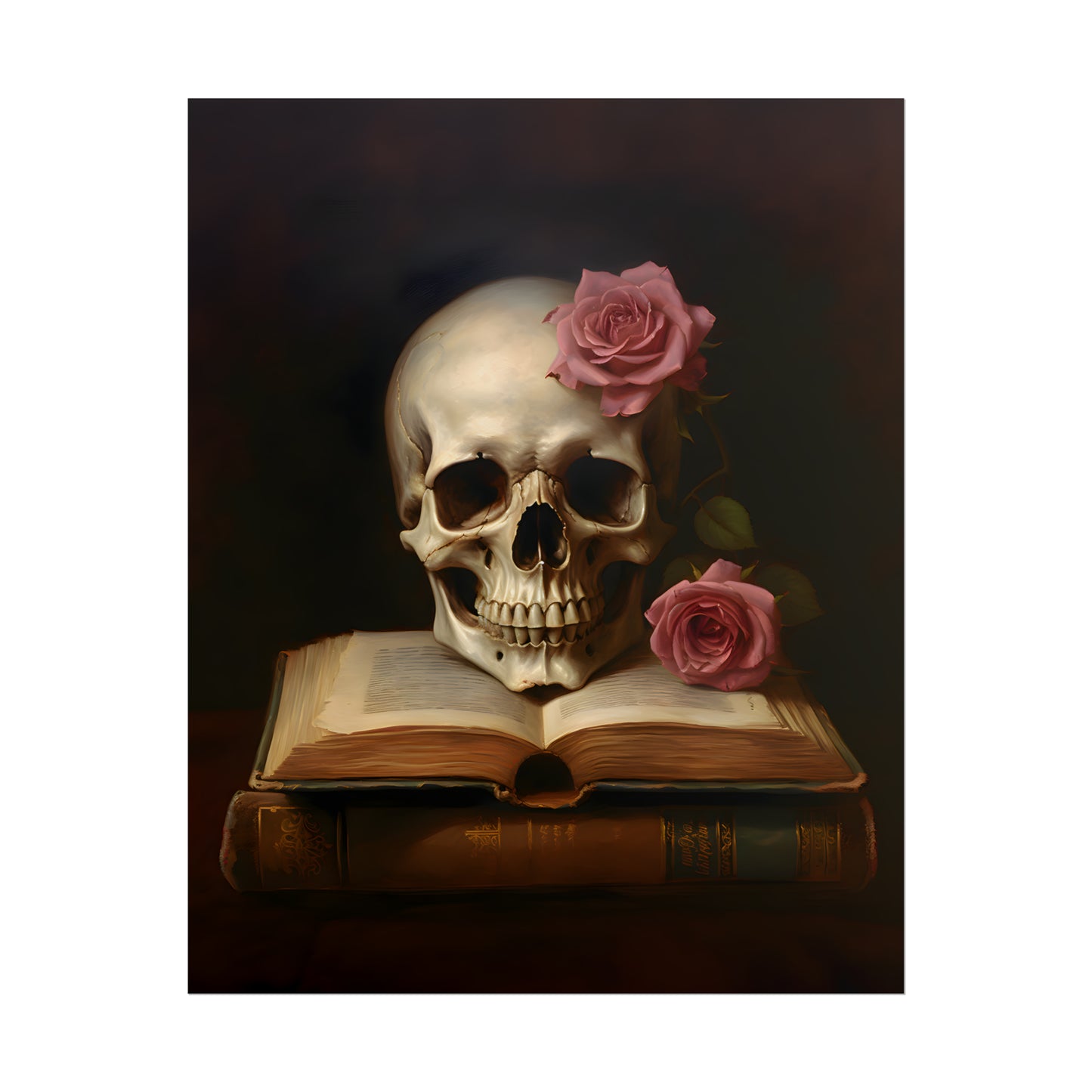 Eternal Wisdom, Gothic Skull Print, Gothic poster, Gothic Home Decor, Gothic Art Print, Dark Academia, Art Poster Print, Oil Painting