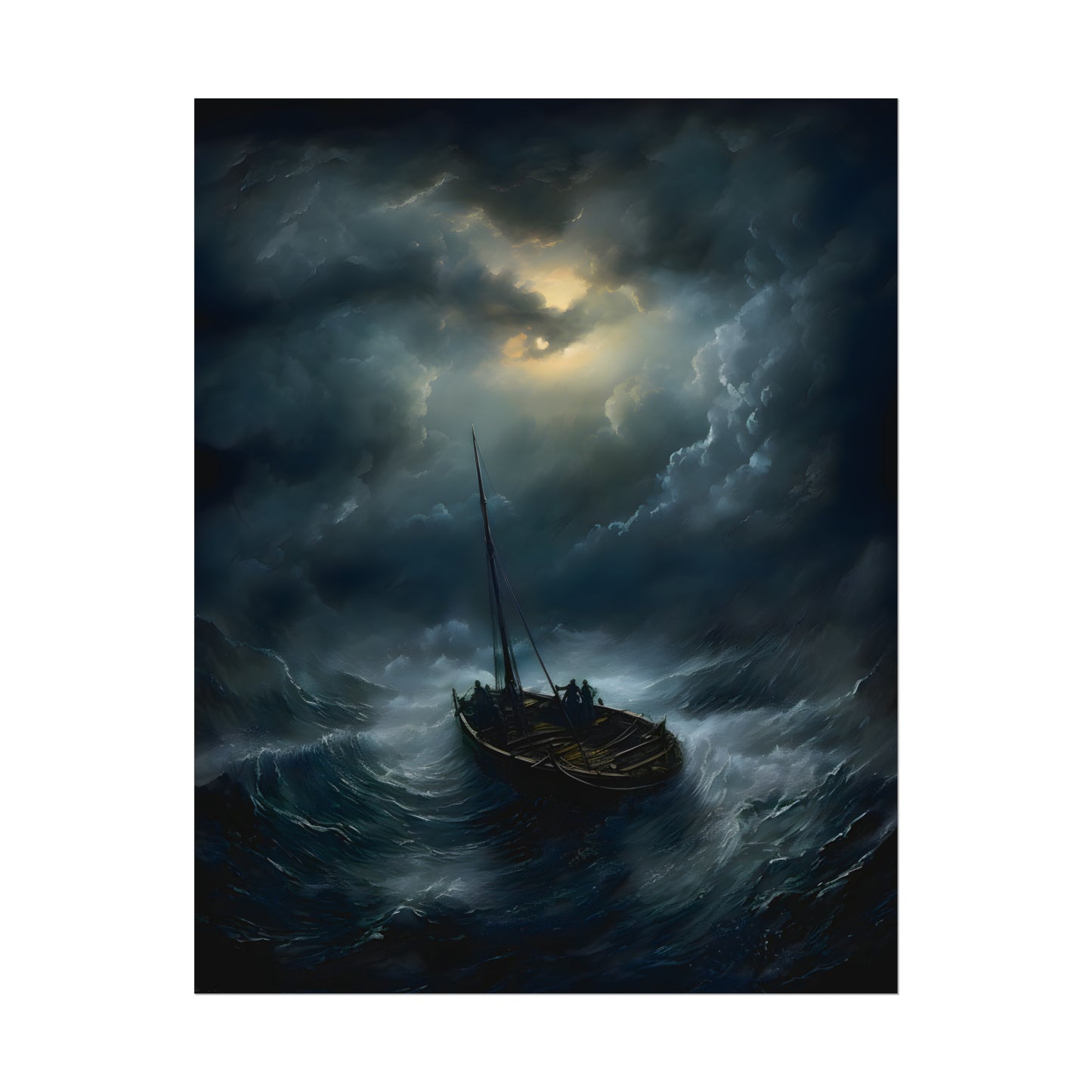 Through The Storm, Storm Poster, Lifeboat Painting, Gothic Storm, Seascape Wall Art, Gothic Home Decor, Dark Academia