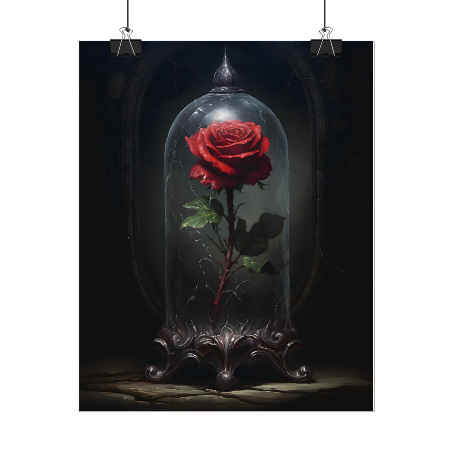 Gothic Rose Print, Crimson Enchantment, Art Poster Print, Dark Academia, Gothic Romance, Gothic Decor, Romantic poster