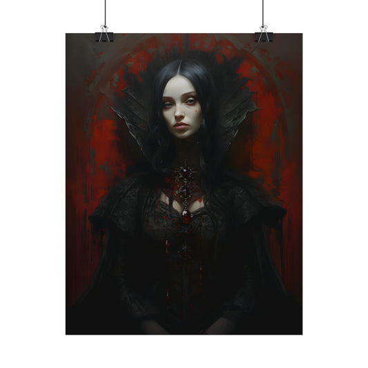 Vampire Princess, Vampire Poster, Gothic Romance, Gothic Art Print, Dracula, Halloween Decor, Oil Painting Print, Vintage Portrait