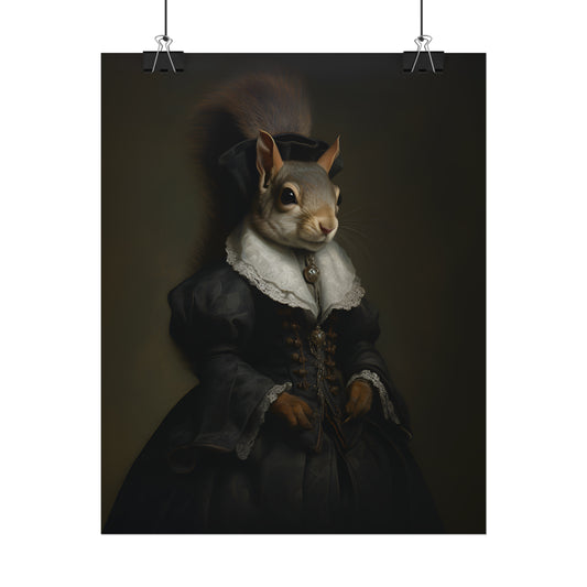 Cute Squirrel Painting, Victorian Animal Portrait, Gothic Home Decor, Quirky Animal Wall Art, Gift for Animal Lover, Housewarming Gift