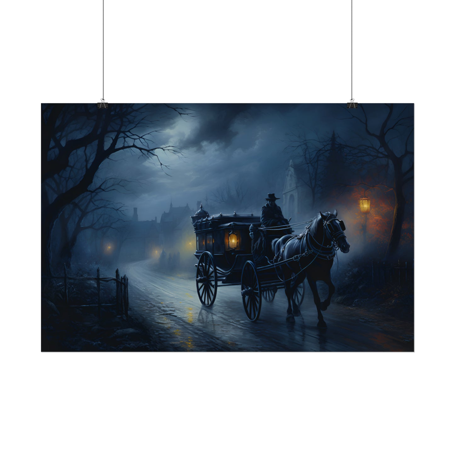 Horse Drawn Carriage, Victorian Carriage Print, Gothic Poster, Oil Painting Print, Home Wall Art, Dark Academia, Gothic Gift Idea