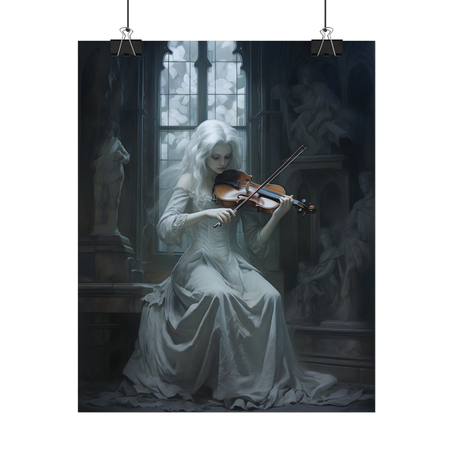 Gothic Violin Player, Ghostly Violinist, Dark Musician Art, Haunting Spirit Poster, Spooky Print, Housewarming Gift For Goth