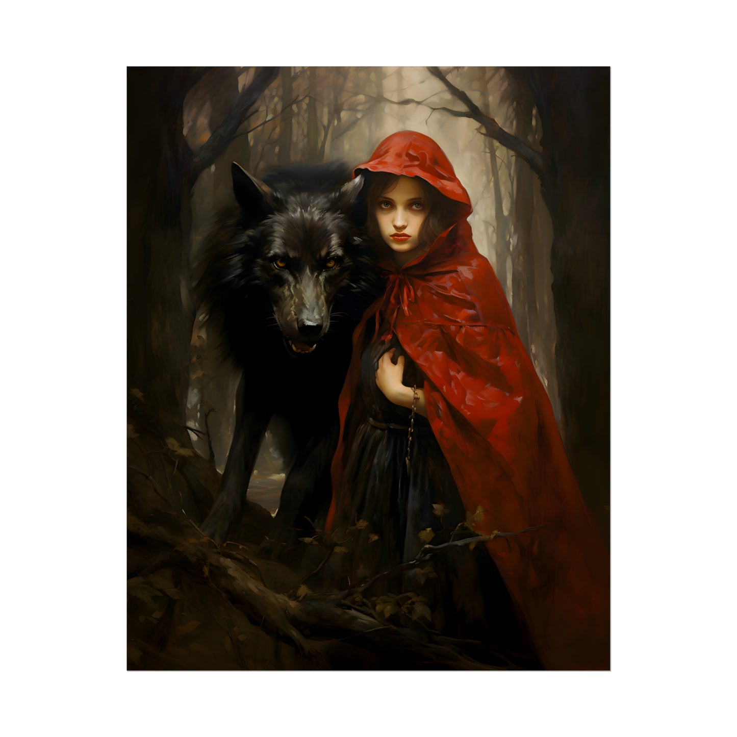 Little Red Riding Hood Print, Big Bad Wolf, Red Riding Hood Poster, Fairy Tale Art Print, Vintage Art Print